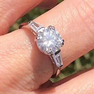 SZ 8 Certified 2 CT 925 Sterling Moissanite Engagement & Wedding Ring